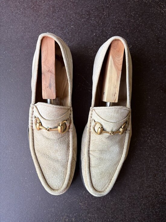 Gucci Horsebit Loafers Men’s 9D Beige Suede Slip On Shoes Made in Italy main image 5